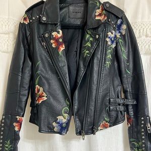 BlankNYC embroidered leather moto jacket